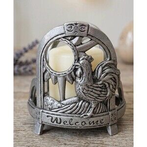 Vintage Yankee Candle Rooster Votive Holder Welcome Farmhouse Kitchen Decor